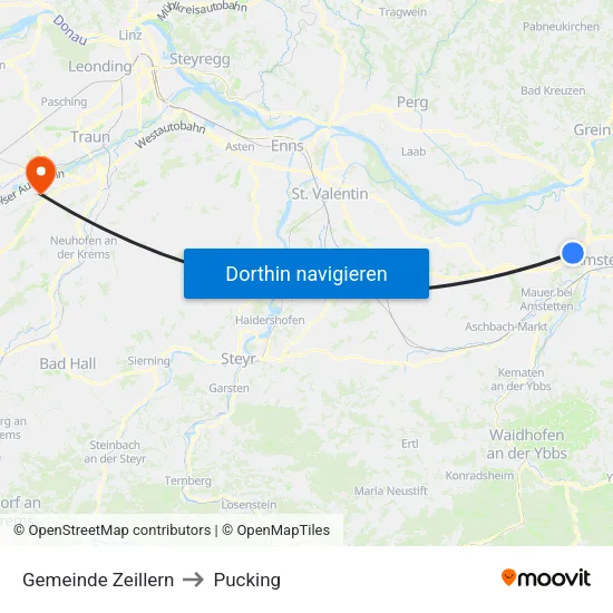 Gemeinde Zeillern to Pucking map