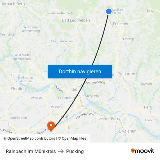 Rainbach Im Mühlkreis to Pucking map