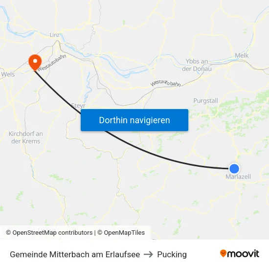 Gemeinde Mitterbach am Erlaufsee to Pucking map