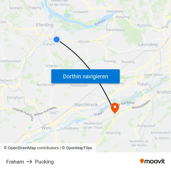 Fraham to Pucking map