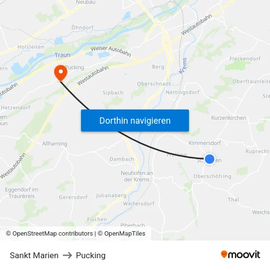 Sankt Marien to Pucking map
