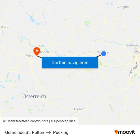 Gemeinde St. Pölten to Pucking map
