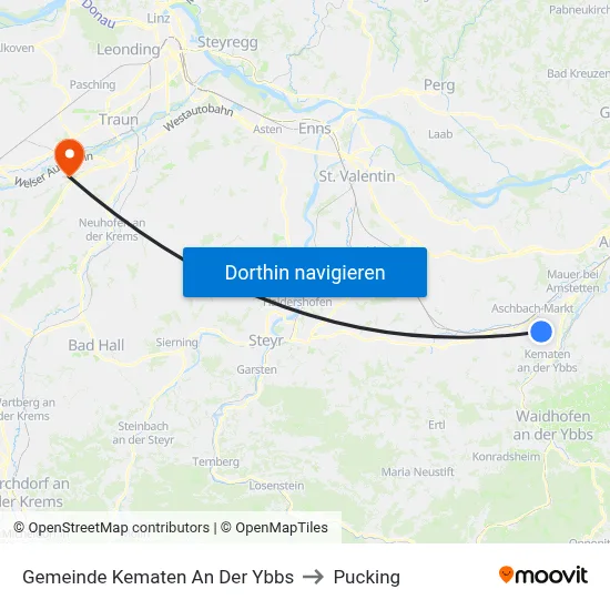 Gemeinde Kematen An Der Ybbs to Pucking map