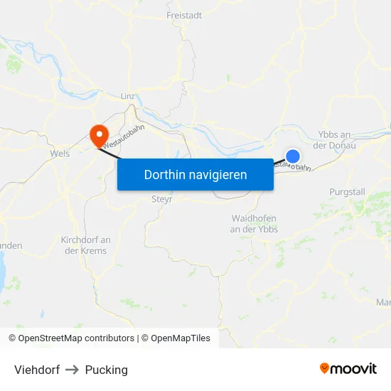 Viehdorf to Pucking map