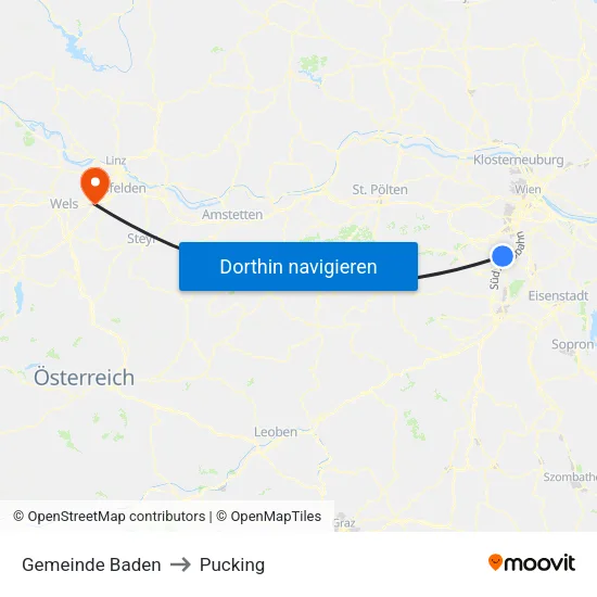 Gemeinde Baden to Pucking map