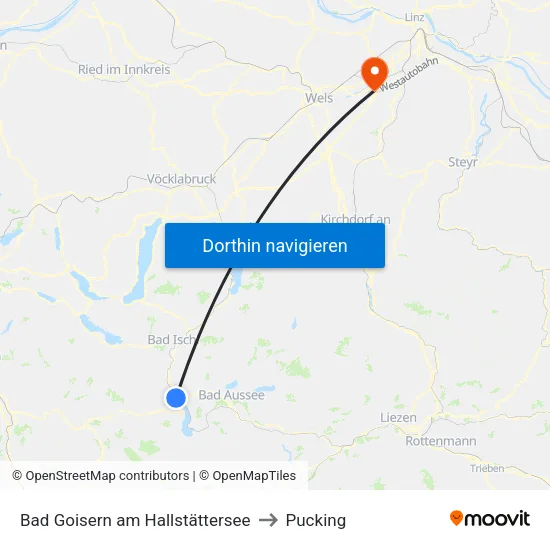 Bad Goisern am Hallstättersee to Pucking map