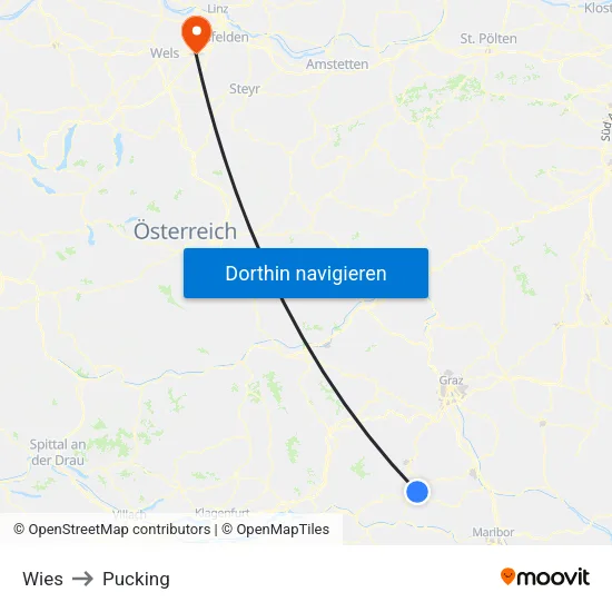 Wies to Pucking map