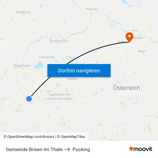 Gemeinde Brixen Im Thale to Pucking map