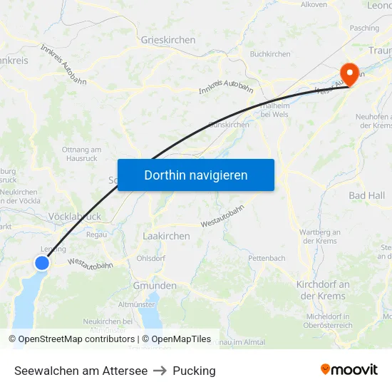 Seewalchen am Attersee to Pucking map
