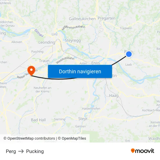 Perg to Pucking map