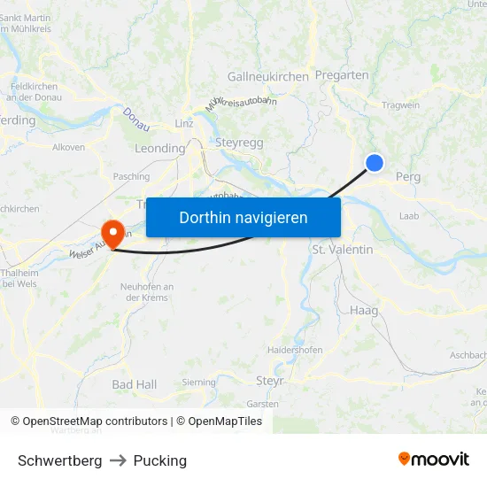 Schwertberg to Pucking map