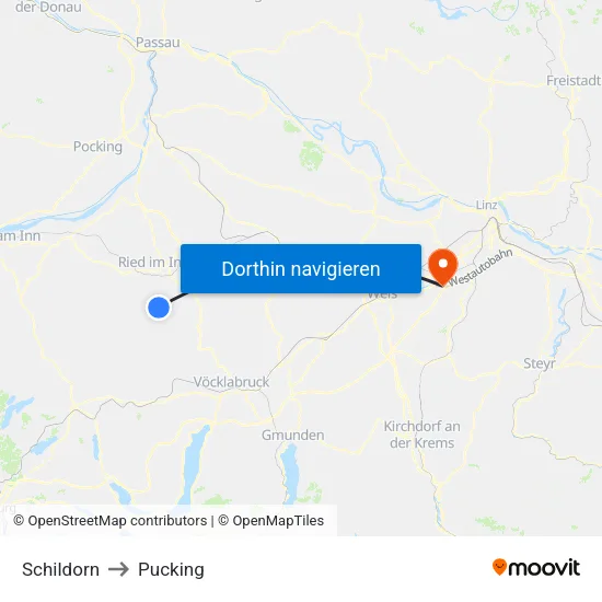 Schildorn to Pucking map