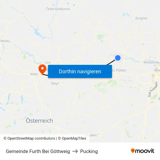 Gemeinde Furth Bei Göttweig to Pucking map