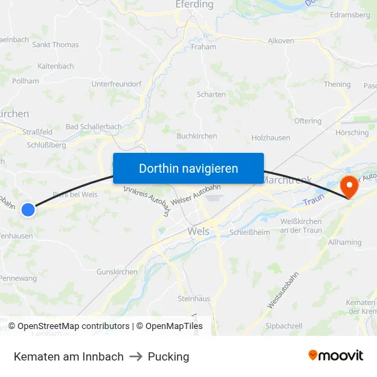 Kematen am Innbach to Pucking map