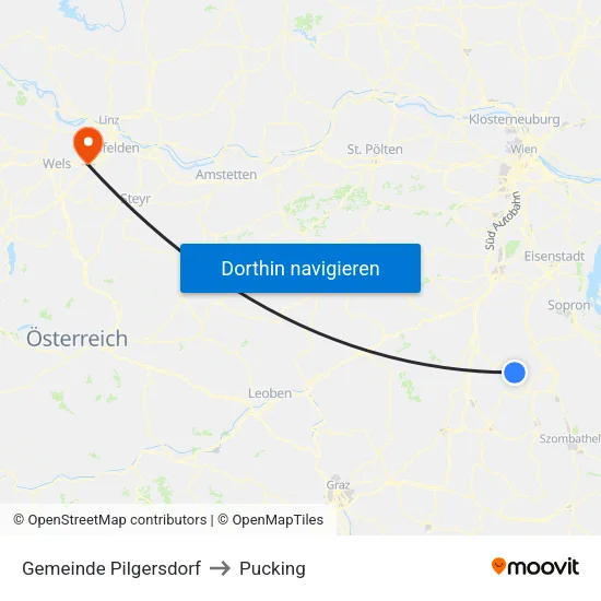 Gemeinde Pilgersdorf to Pucking map