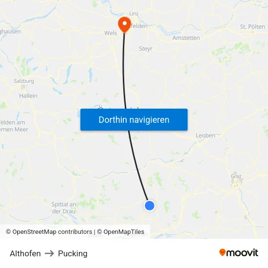 Althofen to Pucking map