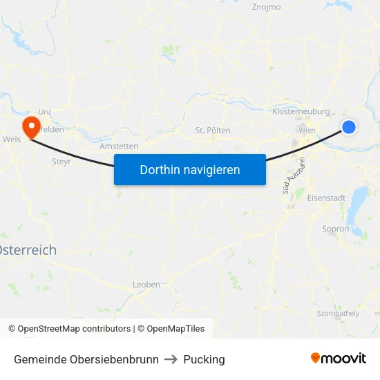 Gemeinde Obersiebenbrunn to Pucking map