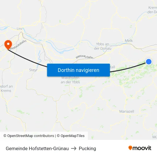 Gemeinde Hofstetten-Grünau to Pucking map