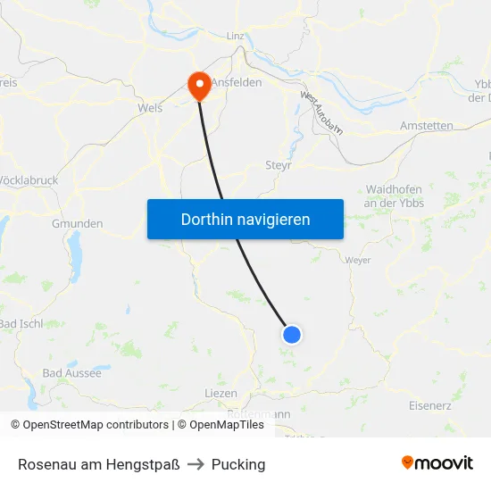 Rosenau am Hengstpaß to Pucking map