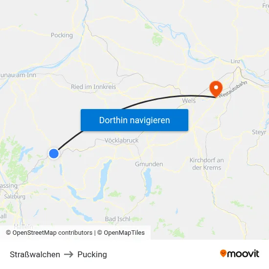 Straßwalchen to Pucking map