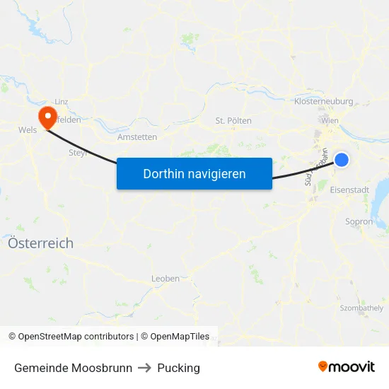 Gemeinde Moosbrunn to Pucking map