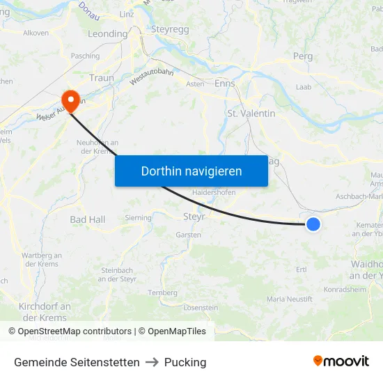 Gemeinde Seitenstetten to Pucking map