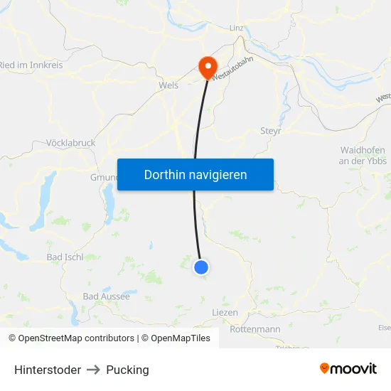 Hinterstoder to Pucking map