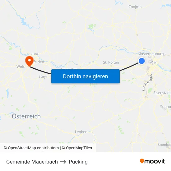 Gemeinde Mauerbach to Pucking map