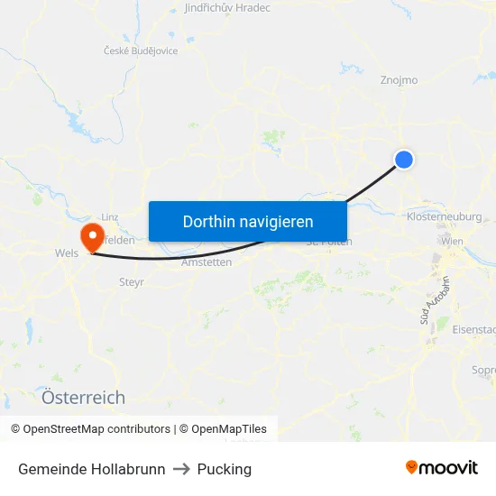 Gemeinde Hollabrunn to Pucking map