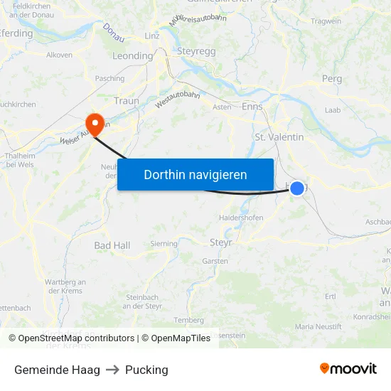 Gemeinde Haag to Pucking map