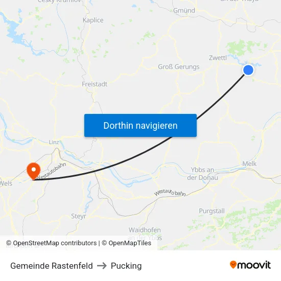 Gemeinde Rastenfeld to Pucking map