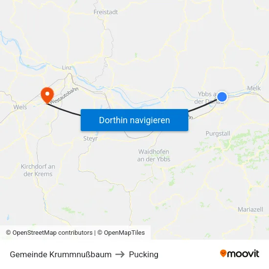 Gemeinde Krummnußbaum to Pucking map