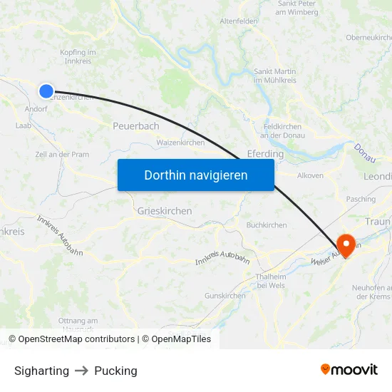 Sigharting to Pucking map