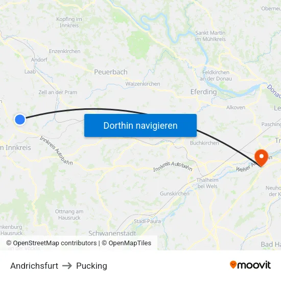 Andrichsfurt to Pucking map