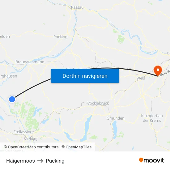 Haigermoos to Pucking map