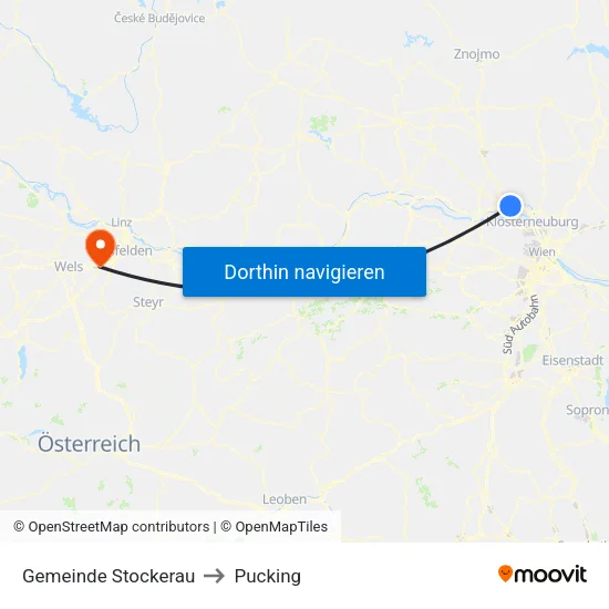 Gemeinde Stockerau to Pucking map