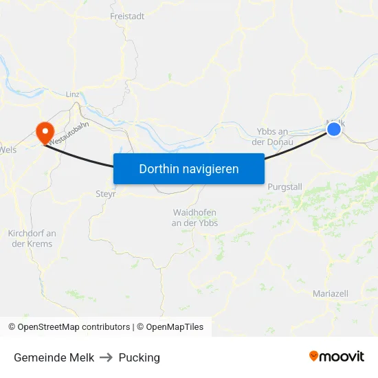 Gemeinde Melk to Pucking map