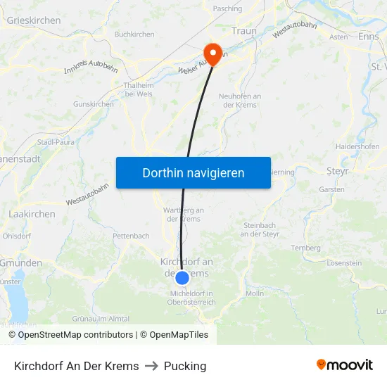 Kirchdorf An Der Krems to Pucking map