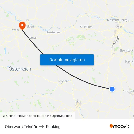 Oberwart/Felsőőr to Pucking map