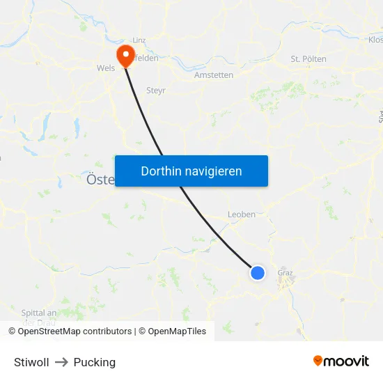 Stiwoll to Pucking map
