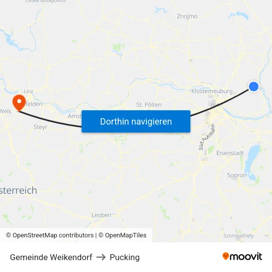 Gemeinde Weikendorf to Pucking map