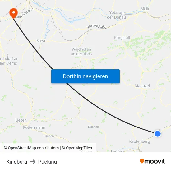 Kindberg to Pucking map