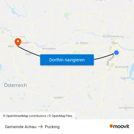 Gemeinde Achau to Pucking map