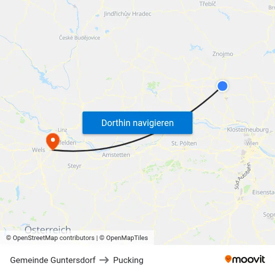 Gemeinde Guntersdorf to Pucking map