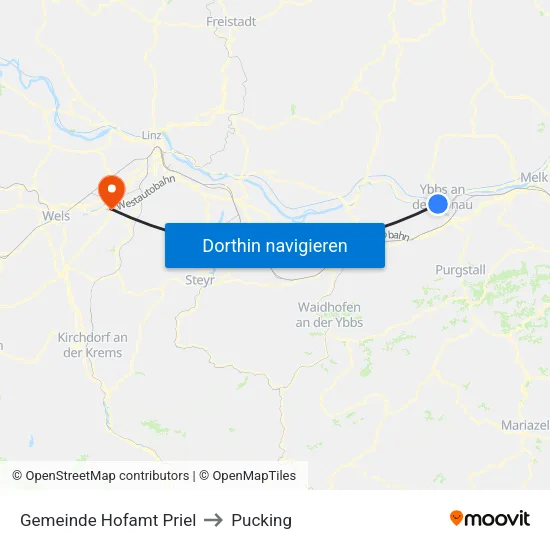 Gemeinde Hofamt Priel to Pucking map