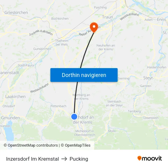 Inzersdorf Im Kremstal to Pucking map