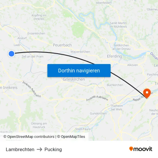Lambrechten to Pucking map