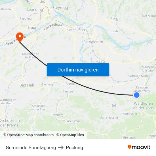 Gemeinde Sonntagberg to Pucking map