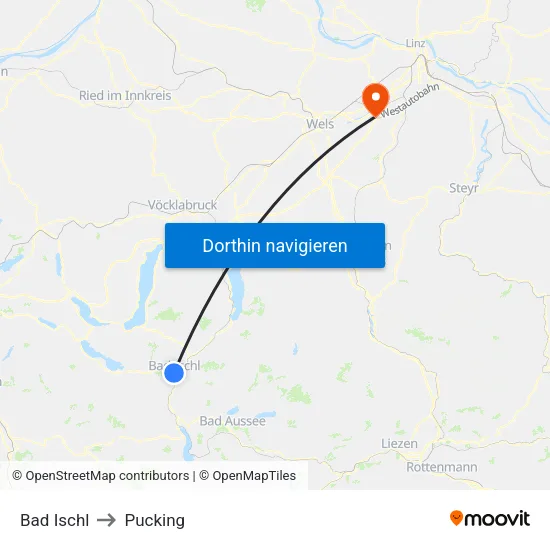 Bad Ischl to Pucking map