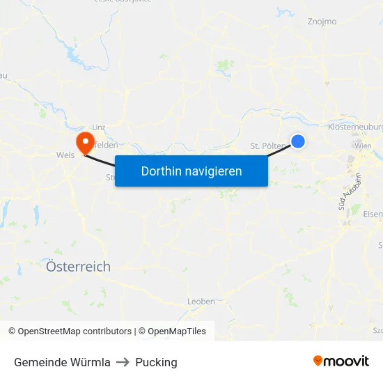 Gemeinde Würmla to Pucking map